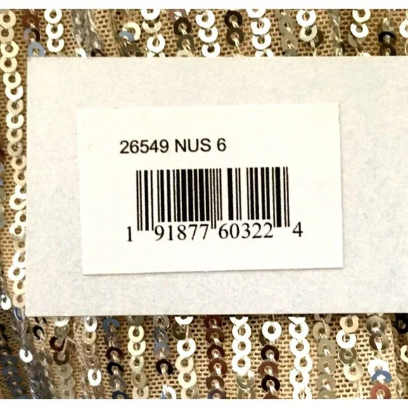 NWT Ieena Mac Duggal 26549 Sequin Knotted Long Sleeve Midi Dress 6 Nude Silver - Picture 4 of 5